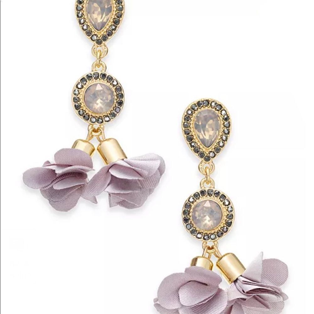 INC Gold-Tone Crystal Petal Double Drop Earrings - Picture 7 of 7